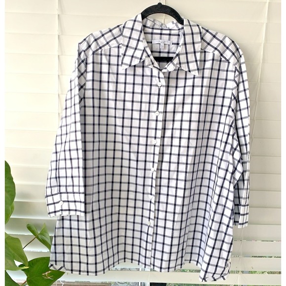 Foxcroft Tops - Foxcroft Wrinkle Free Plaid Button Down Shirt Women's 22W Shaped Long Sleeve